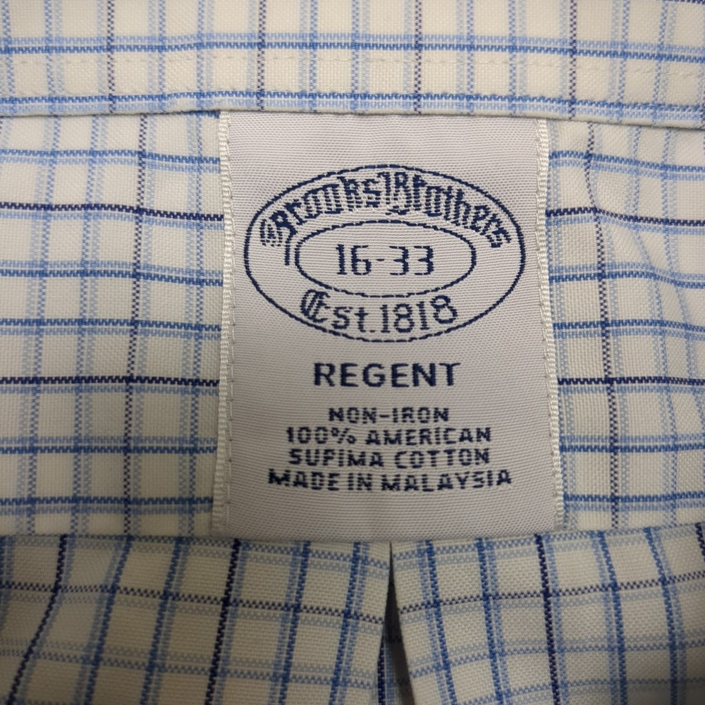Brooks Brothers Regent Fit Men's Dress Shirt Size 16-33 Blue Plaid Non‎ Iron - Picture 8 of 9